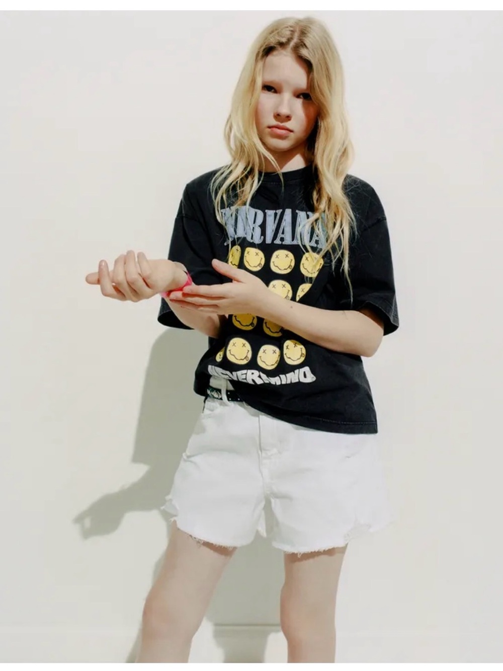 Nirvana x Zara Nevermind smiley face graphic t-shirt